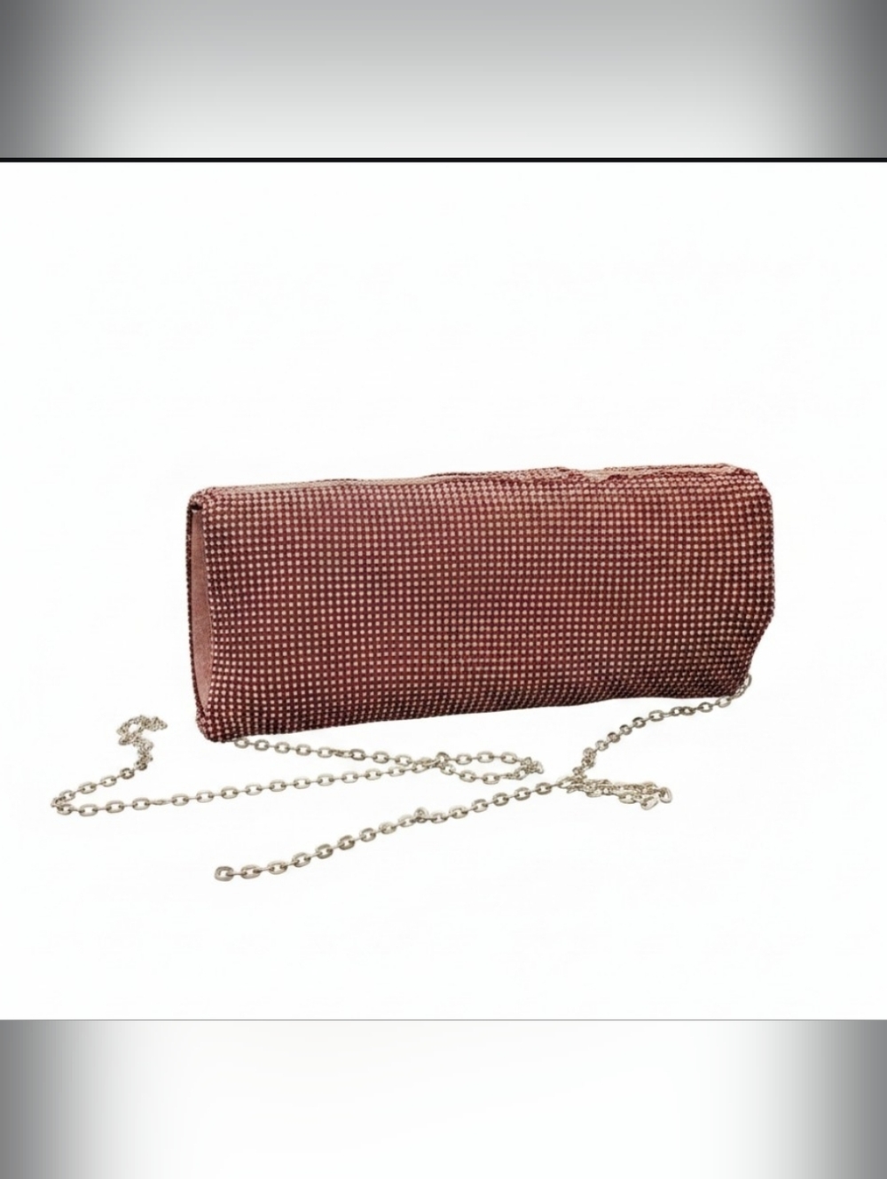 Hether Twist Diamond Mesh Small Clutch & Silver-Tone Crystal Pendulum Earrings - Picture 8 of 10